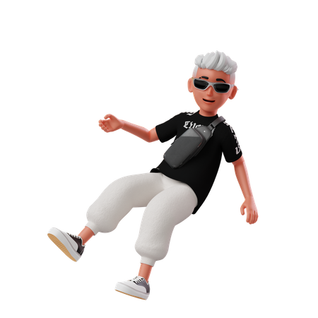 Boy Flying On Air  3D Illustration