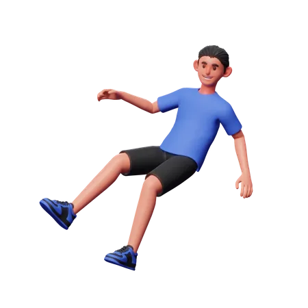 Boy Flying On Air 3D Illustration