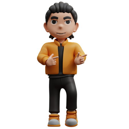 Boy Found A Pose Pointing Something  3D Icon