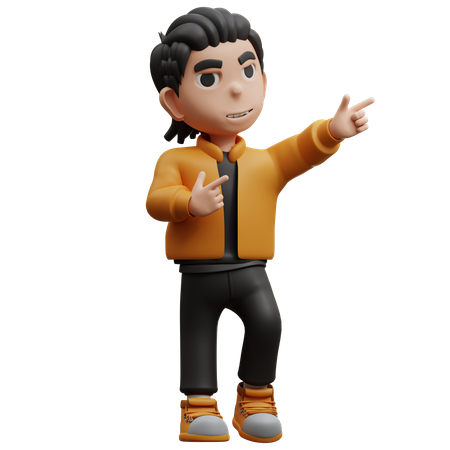 Boy Found A Pose Pointing Something  3D Icon