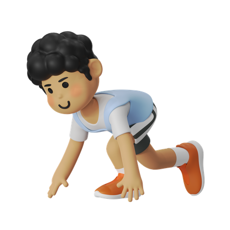 Boy Get Ready For Running  3D Icon