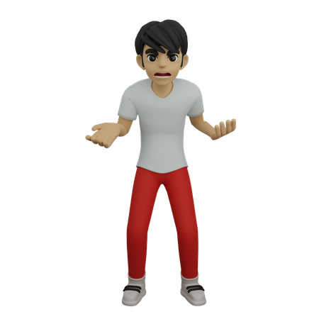 Boy gets surprised after hearing good news  3D Icon
