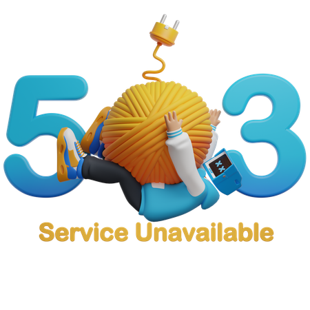 Boy Getting Error 503  3D Illustration