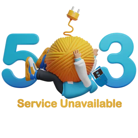 Boy Getting Error 503  3D Illustration