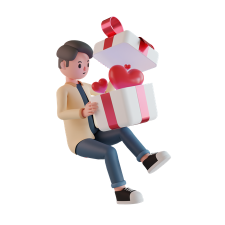 Boy getting Valentine gift  3D Icon