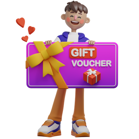 Boy Giving Away Vouchers  3D Illustration