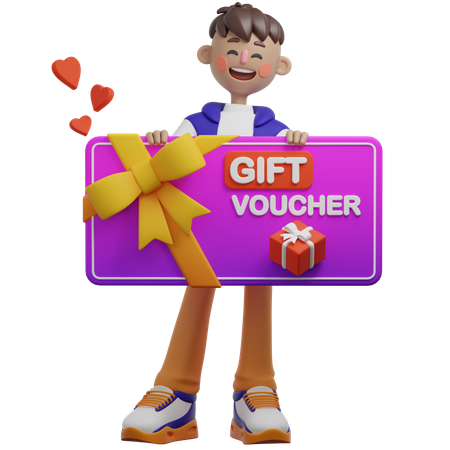 Boy Giving Away Vouchers  3D Illustration