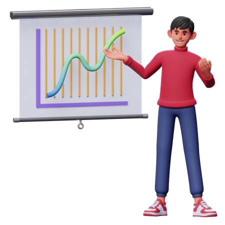 Boy giving Business Presentation  3D Illustration