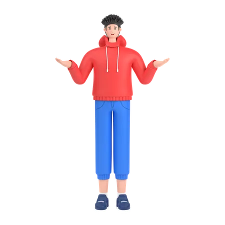 Boy Giving confuse pose  3D Illustration