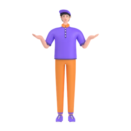 Boy Giving confuse pose  3D Illustration