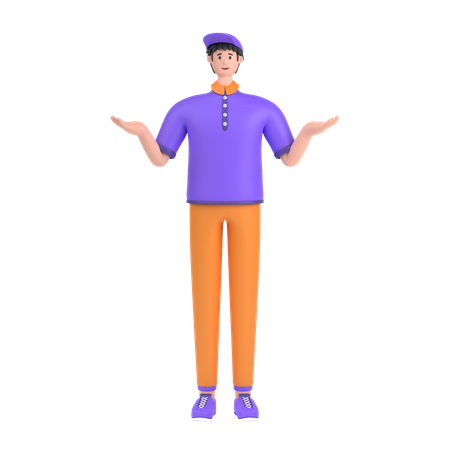 Boy Giving confuse pose 3D Illustration