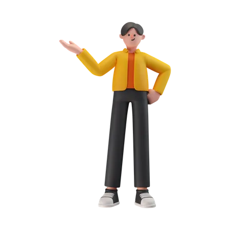 Boy Giving Confused Pose  3D Illustration