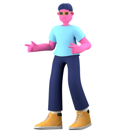 Boy giving cool pose  3D Illustration