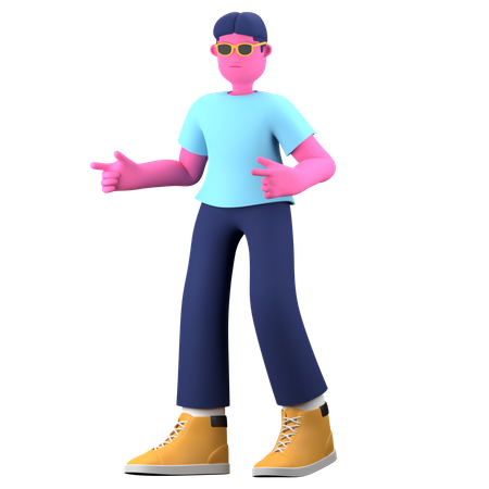 Boy giving cool pose  3D Illustration