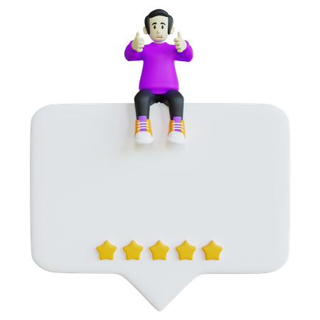 Boy giving five star rating  3D Illustration