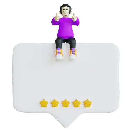 Boy giving five star rating 3D Illustration