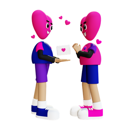 Boy giving love letter 3D Icon