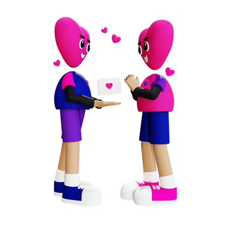 Boy giving love letter 3D Illustration