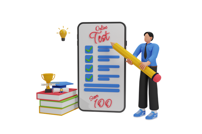 Boy giving online test  3D Icon