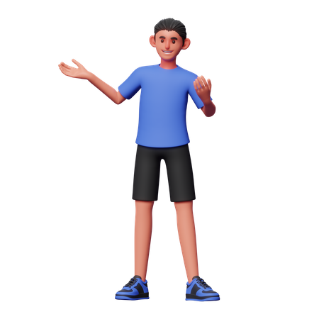 Boy Giving Presentation 3D Illustration