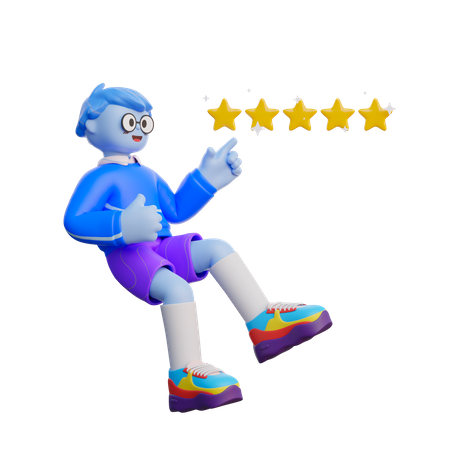 Boy Giving Rating Star 3D Illustration