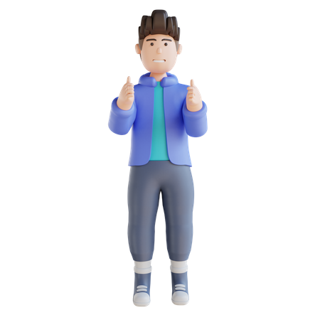 Boy giving thumbs up  3D Illustration