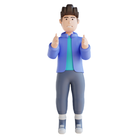 Boy giving thumbs up 3D Illustration