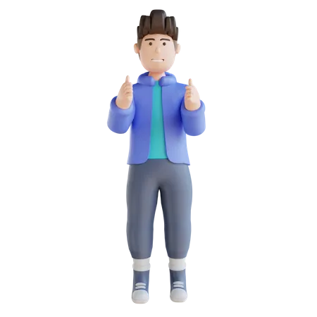 Boy giving thumbs up  3D Illustration