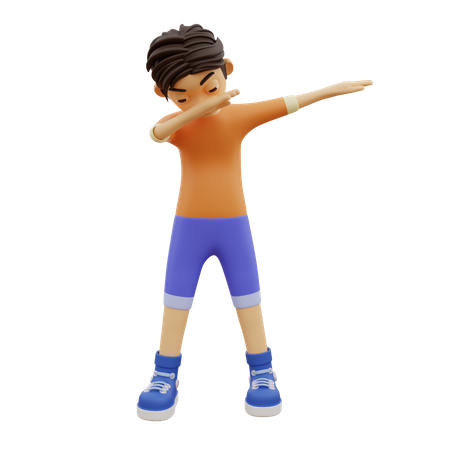 Boy Giving Unique Celebrating Pose  3D Illustration