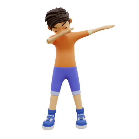 Boy Giving Unique Celebrating Pose 3D Illustration