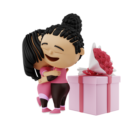 Boy giving valentine gift to his girlfriend  3D Icon