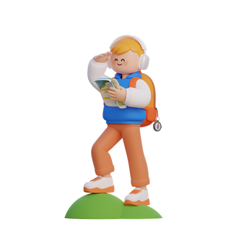 Boy Going Hiking  3D Icon