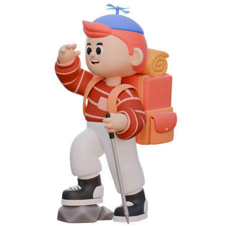 Boy Going on Hiking  3D Icon