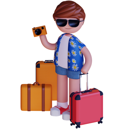 Boy Going On Vacation  3D Illustration