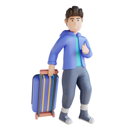 Boy going on vacation 3D Illustration