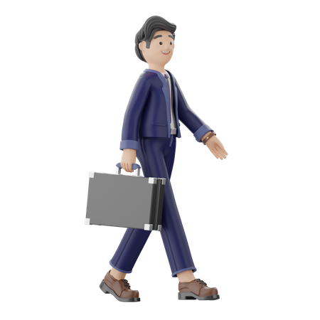 Boy Going To Office  3D Illustration