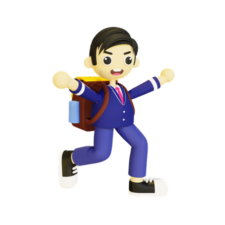 Boy going to school  3D Icon