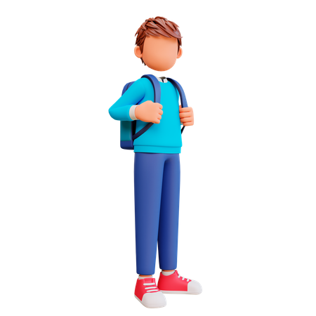Boy going to school  3D Icon