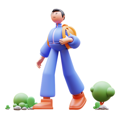 Boy going to school  3D Icon