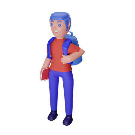 Boy going to school  3D Icon