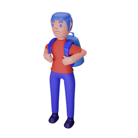 Boy going to school  3D Icon