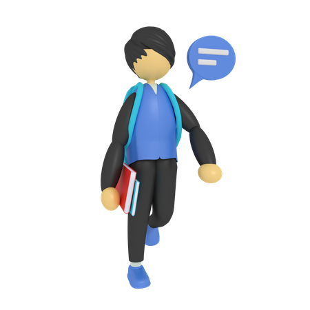 Boy going to school  3D Icon