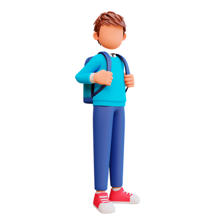 Boy going to school  3D Illustration