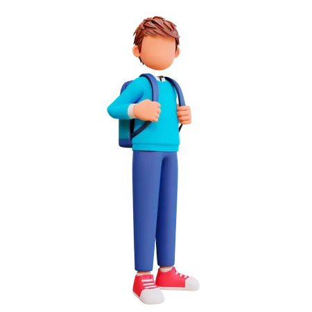 Boy going to school  3D Illustration