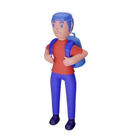 Boy going to school  3D Illustration