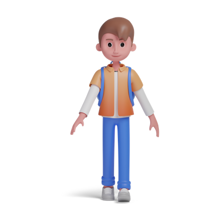 Boy going to school 3D Illustration