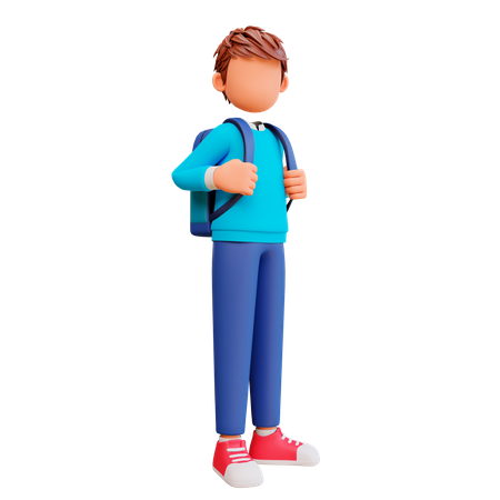 Boy going to school 3D Illustration