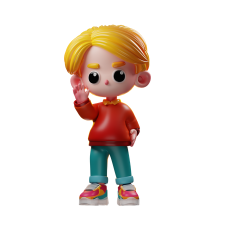 Boy Greeting  3D Icon