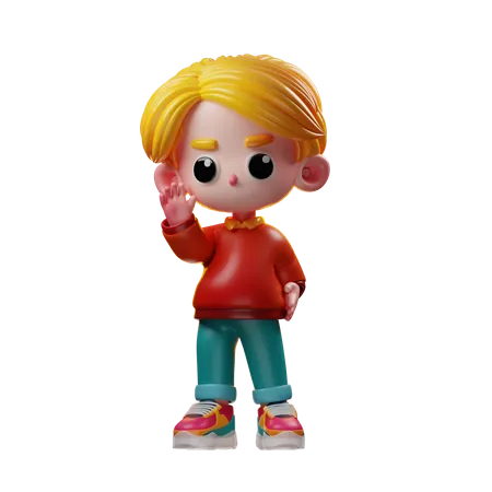 Boy Greeting  3D Icon