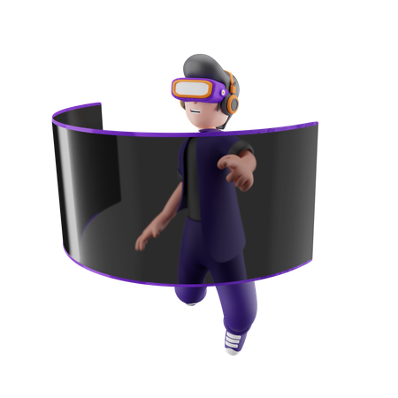 Boy had fun with vr headset  3D Illustration